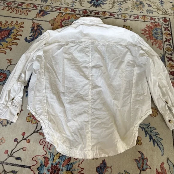 Free People Happy Hour Solid Poplin Top in White Button Down Shirt XS - Picture 10 of 10